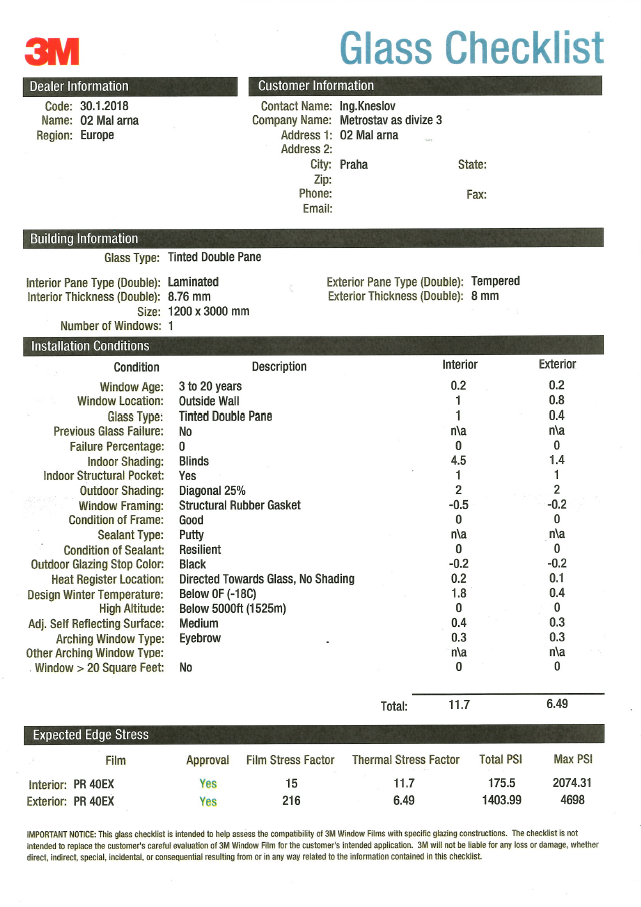3M Glass Checklist