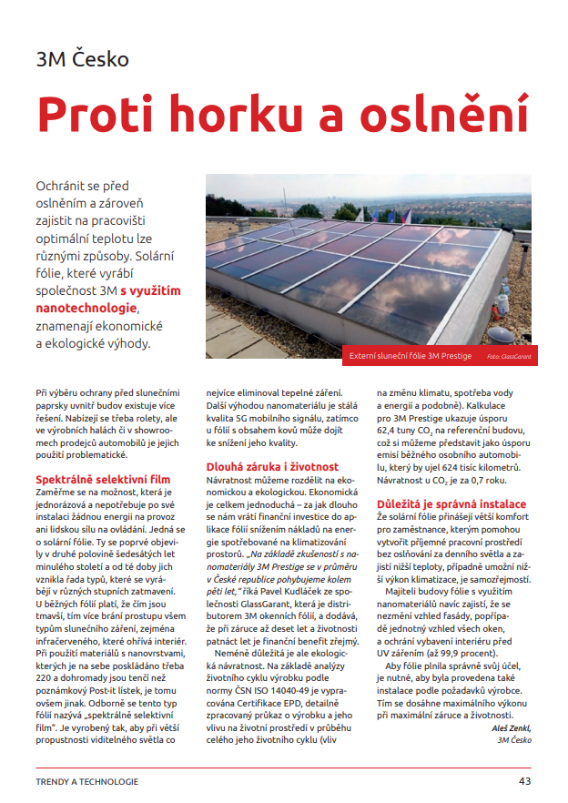 Časopis Český autoprůmysl článek o solárních fóliích