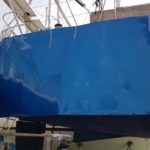 Celopolep boků lodě modrá metalíza + ochranná transparentní folie