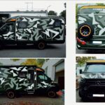 Celopolep karavanu zelenou matnou fólií 3M + řezaná grafika podle grafické vizualizace
